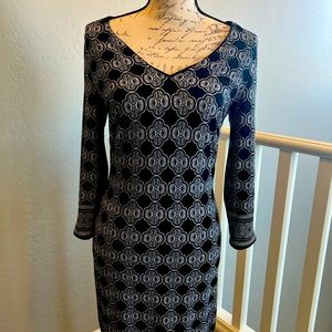 White House Black Market, black and white, size 0 fitted dress.